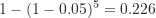 1-(1-0.05)^5=0.226