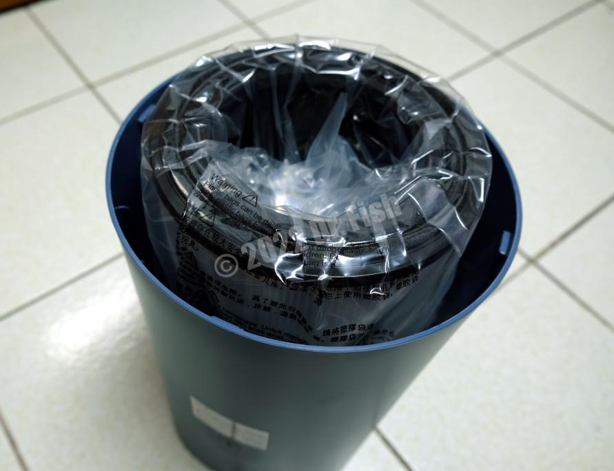 Electrolux Flow A3 filter placed in a plastic bag
