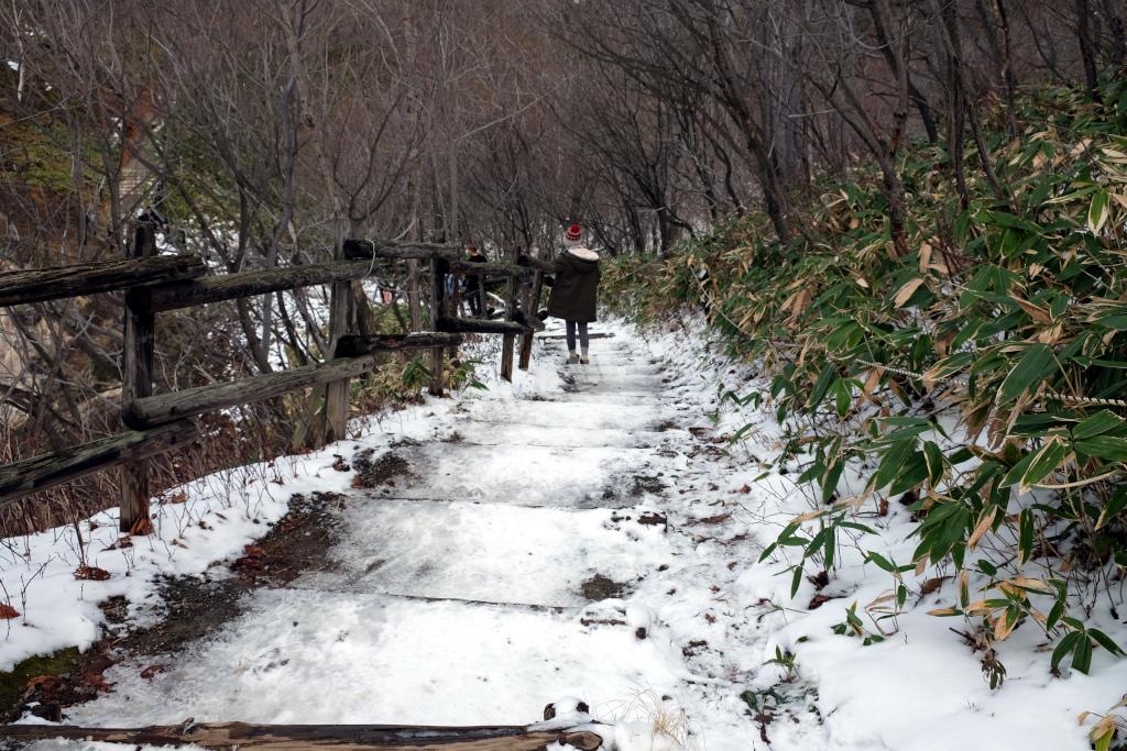 Noboribetsu onsen site trails covered with snow
