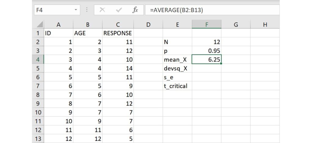 average function to calculate mean