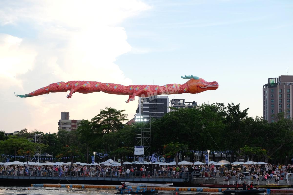 dragon lantern flying over the love river in Kaohsiung