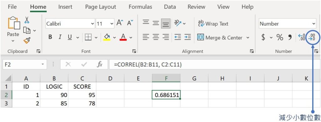 decreasing decimal places using Excel