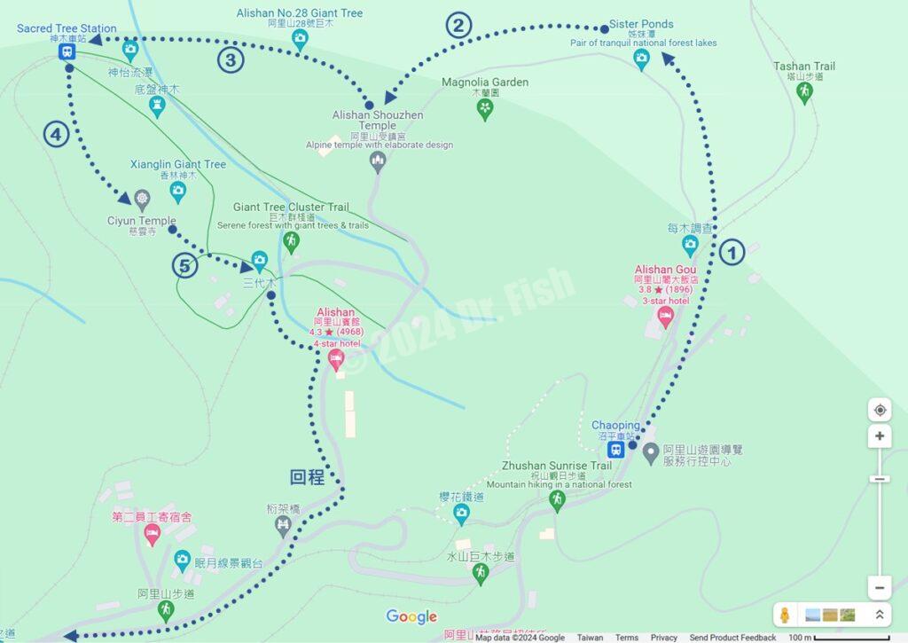 half-day stroll route in the Alishan National Forest Recreation Area