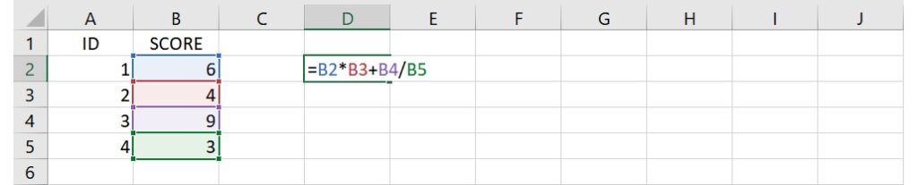 order of calculations in Excel