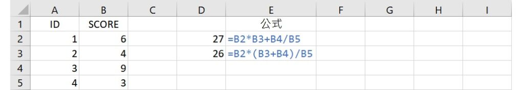 comparison of calculation orders in Excel