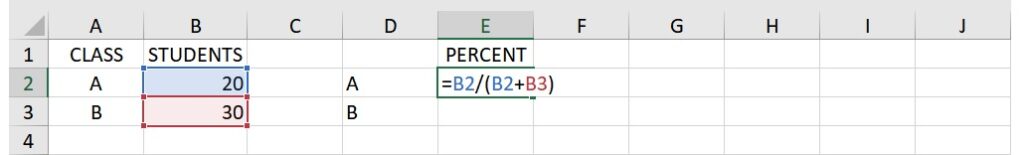 proportion calculation using Excel