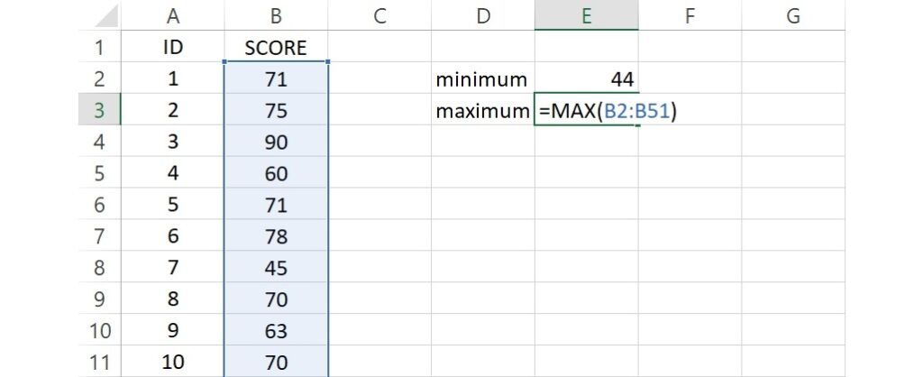 finding maximum value in excel