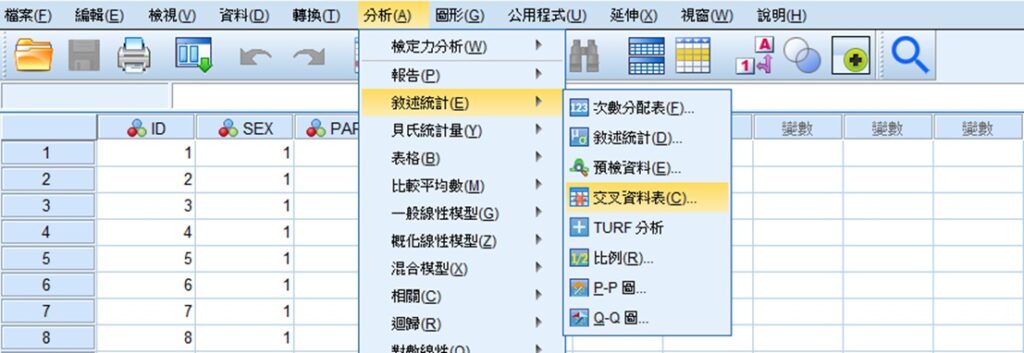 spss menu of measures of association for chi-square test of independence