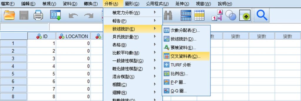 spss menu of chi-square post hoc analysis