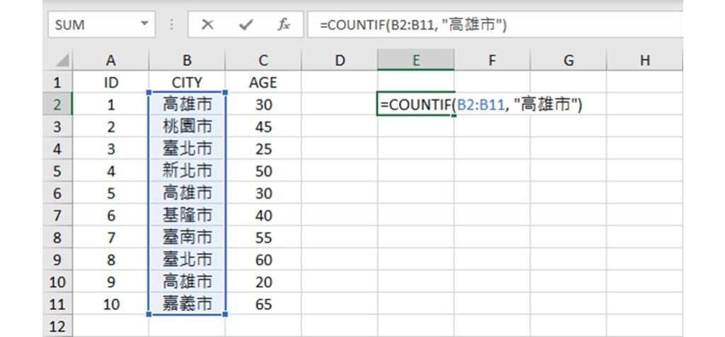 Excel COUNTIF function with text string criteria